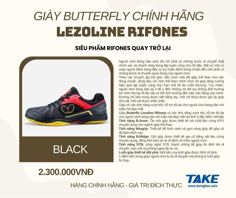 GIÀY BUTTERFLY LEZOLINE REFONES BLACK