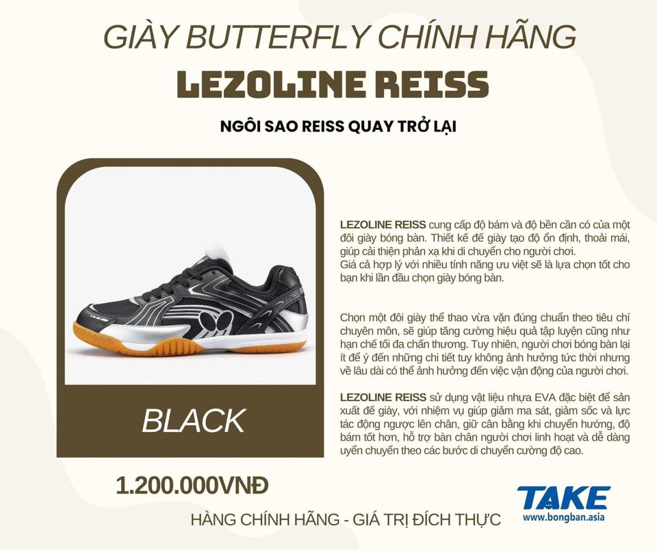 GIÀY BUTTERFLY LEZOLINE REISS BLACK