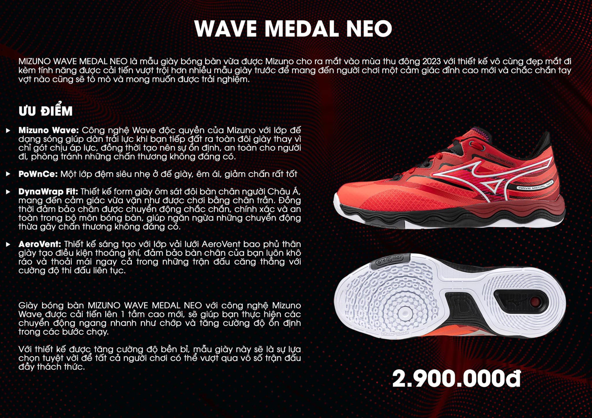 GIÀY BÓNG BÀN MIZUNO WAVE MEDAL NEO  