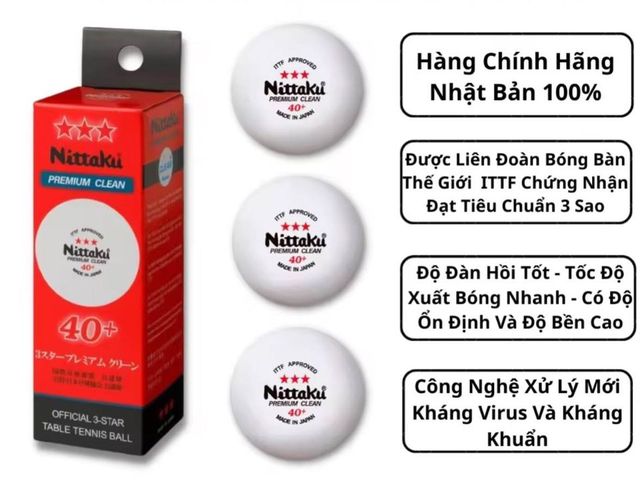 Bóng thi đấu Nittaku Premium 3 sao 40+ (3 quả)